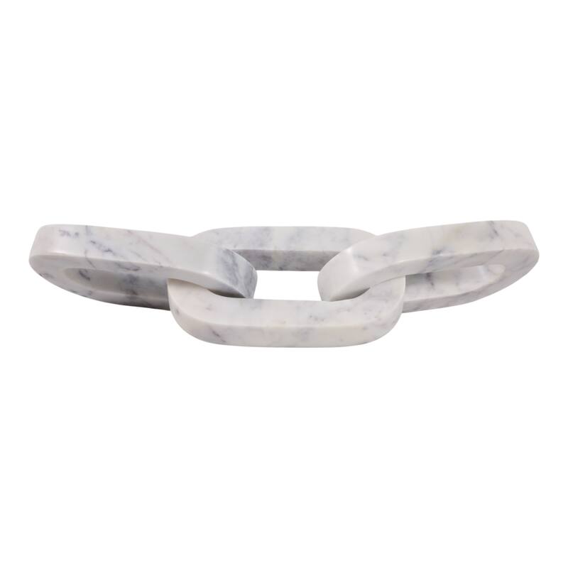 Marble Decorative Object Chain Link Sculpture Home Decor - 14" White - 14.0"