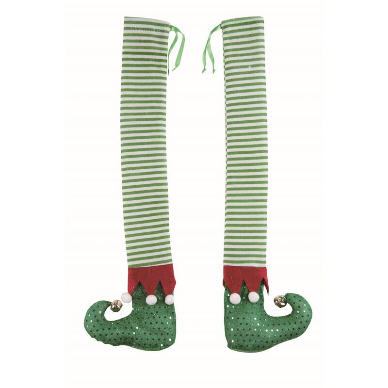 Transpac Polyester 24 in. Green Christmas Elf Bootie Table or Chair Leg Covers Set of 2