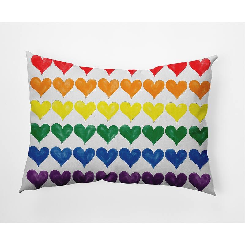 Pride Hearts Valentine's Day Decorative Indoor/Outdoor Pillow - 14" x 20" - Multi