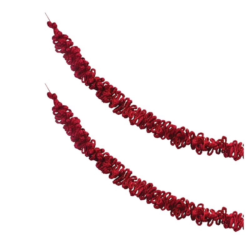 Bunched Jute Garland (Set of 2) - Red - 68 x 3.5 x 3.5