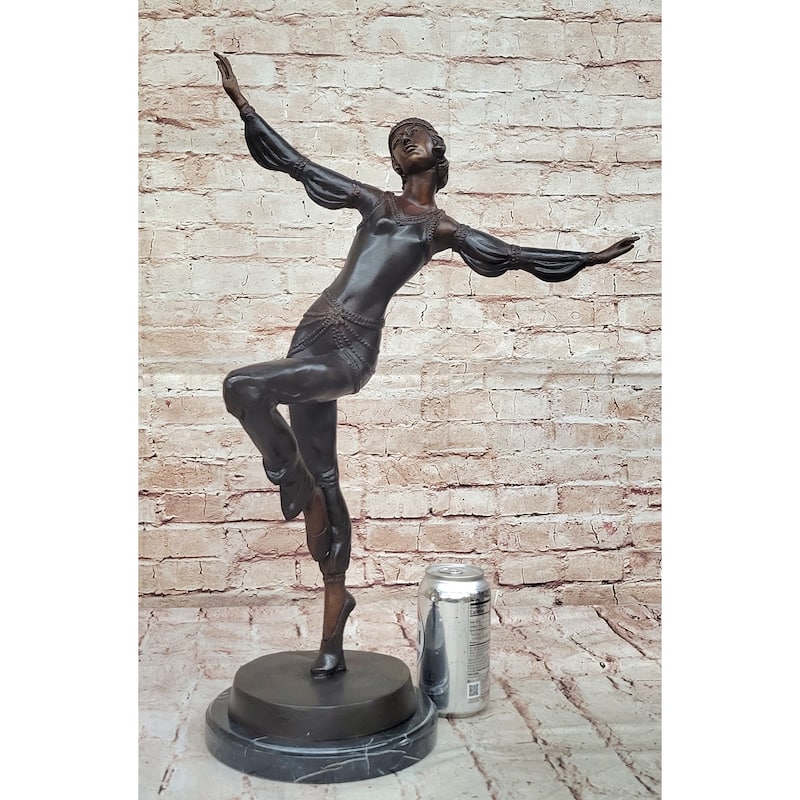 Chiparus Art Deco Dancer – Vibrant Patina Bronze Sculpture On Marble Base
