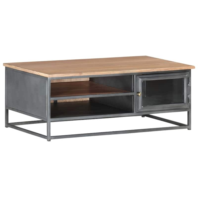 vidaXL Coffee Table Gray 35.4"x19.7"x13.8" Solid Acacia Wood