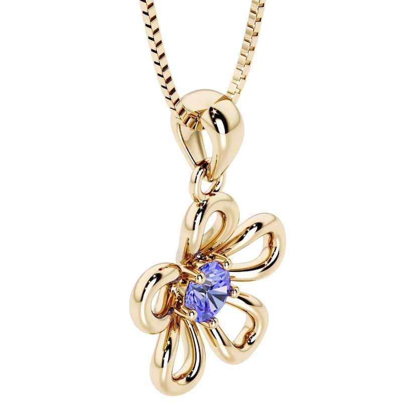Oravo Gold Plated Sterling Silver Gemstone Flower Pendant