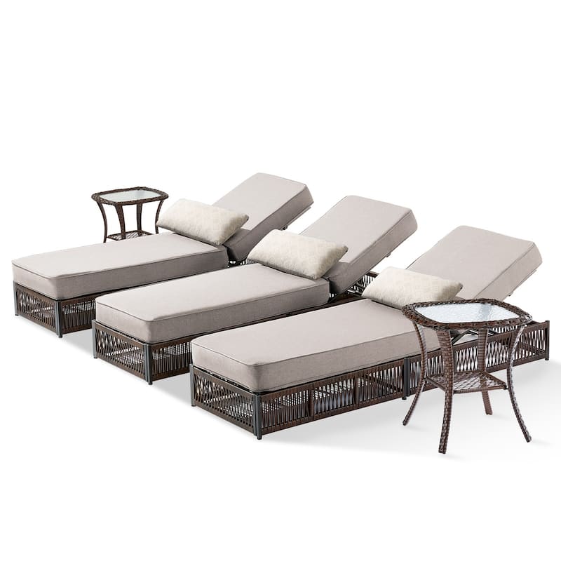 Pocassy Outdoor 5 Inch Reclining Chairs with 5 Adjustable Backrest
