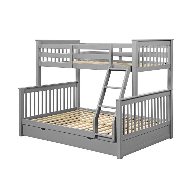 Jolis Grey Twin over Full 2-Drawer Bunk Bed