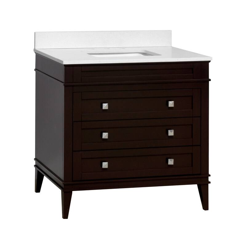 KitchenBathCollection Eleanor 36" Bathroom Vanity with Quartz Top