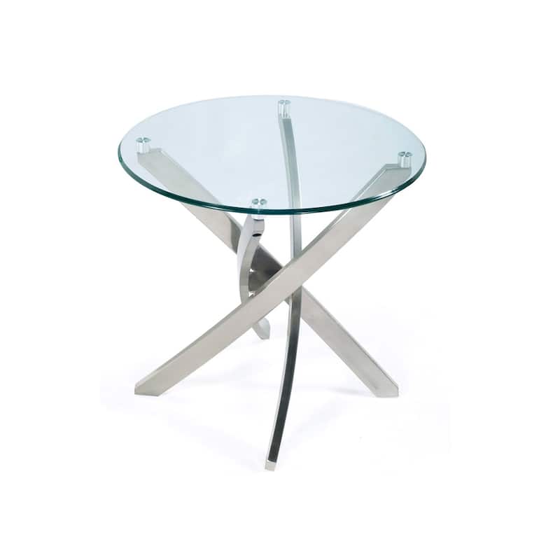 Magnussen Home Zila Brushed Nickel Round End Table - 24''W x 24''D x 24''H - 24''W x 24''D x 24''H - Silver - Aluminum/Metal