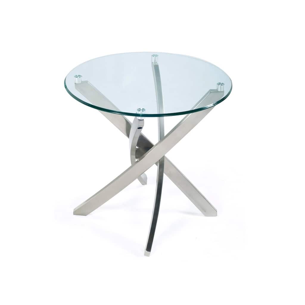 Magnussen Home Zila Brushed Nickel Round End Table - 24''W x 24''D x 24''H