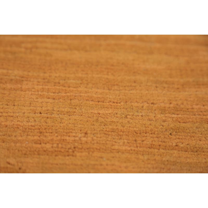 Modern Gabbeh Area Rug Hand-Knotted Solid Orange Wool Carpet - 5'9" x 8'8"