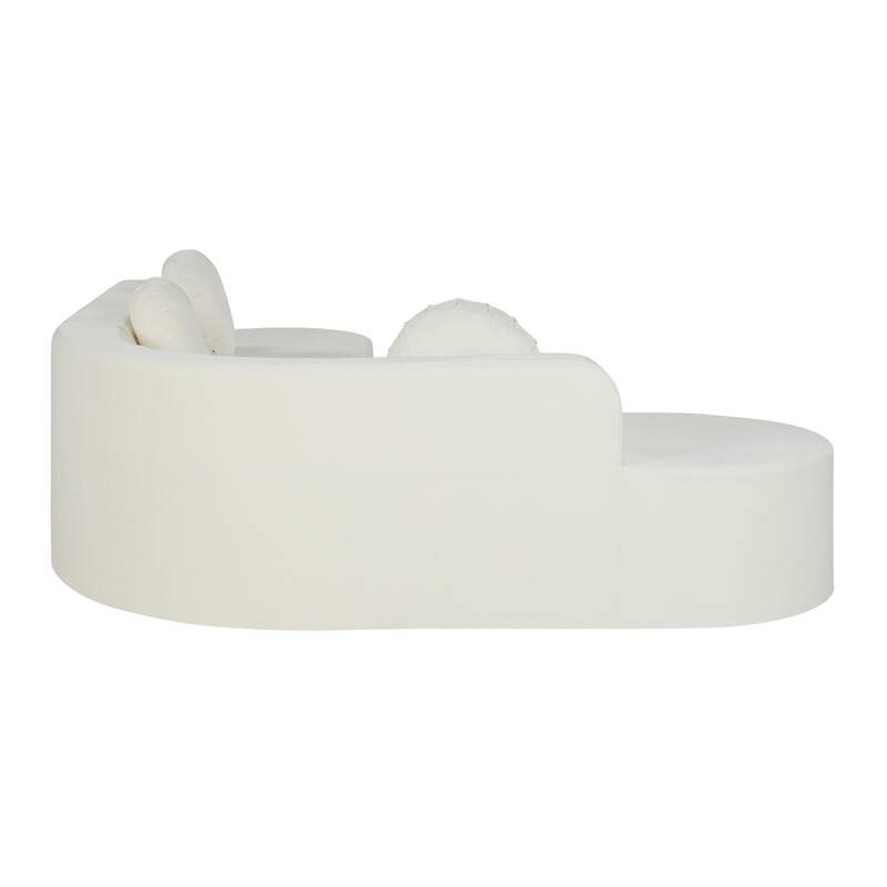 122.64" L-Shaped Chenille Compressed Sectional Sofa with Round Pillows