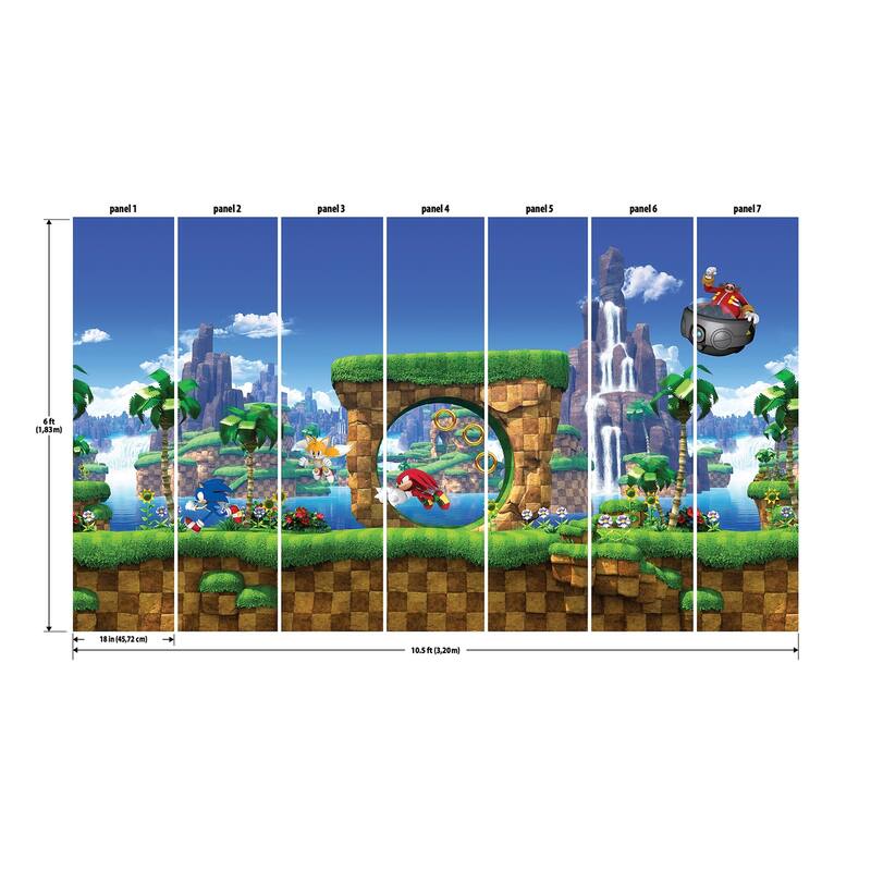 RoomMates Sonic the Hedgehog Green Hill Peel and Stick Mural - N/A