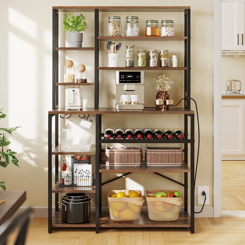Moasis 40" Kitchen Microwave Stand Bakers Rack, Coffee Bar Station Wine Storage Utility Shelves