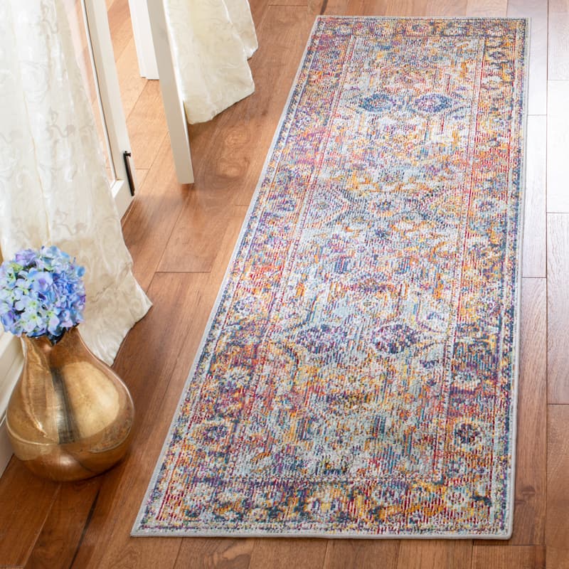 SAFAVIEH Crystal Meentke Vintage Boho Oriental Rug - 2'2" x 7' Runner - Light Blue/Orange