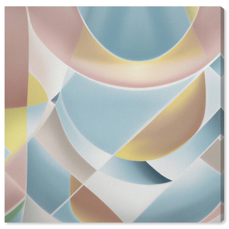Wynwood Studio Canvas Abstract Pastel Geos Blue and Tan Mid-Century Modern Wall Art Canvas Print