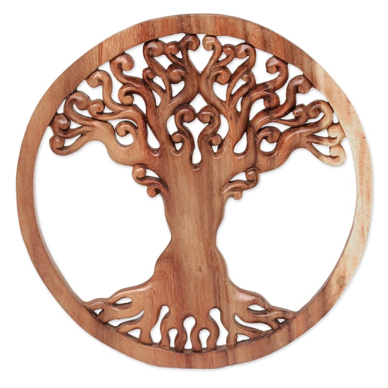 Novica Handmade Tangled Tree Wood Relief Panel