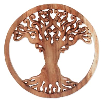 Novica Handmade Tangled Tree Wood Relief Panel
