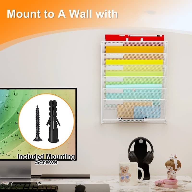 7-Tier Hanging File Organizer Vertical Wall File Holder - 15 x 13.4 x 4.5 inches