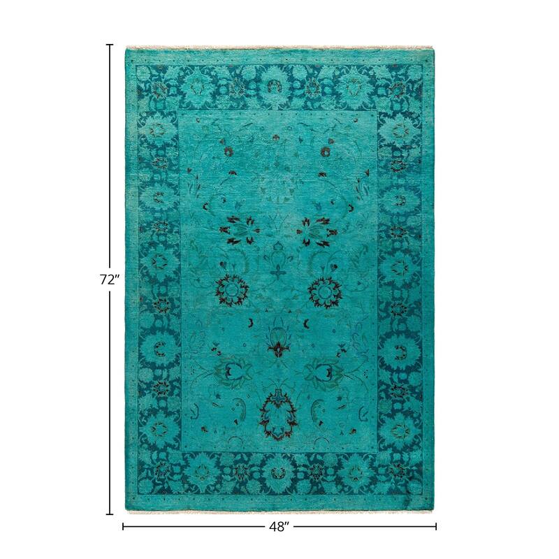 Fine Vibrance, One-of-a-Kind Hand-Knotted Area Rug - Blue, 4' 0" x 6' 0" - 4' 0" x 6' 0"
