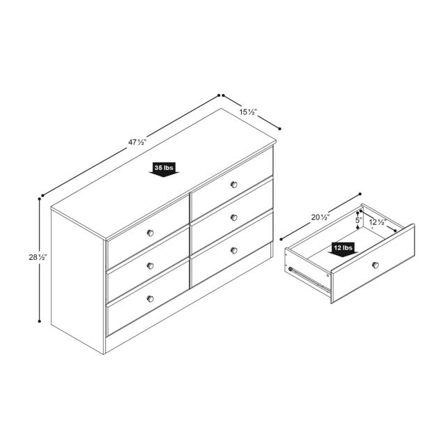Bella 6-Drawer Double Dresser
