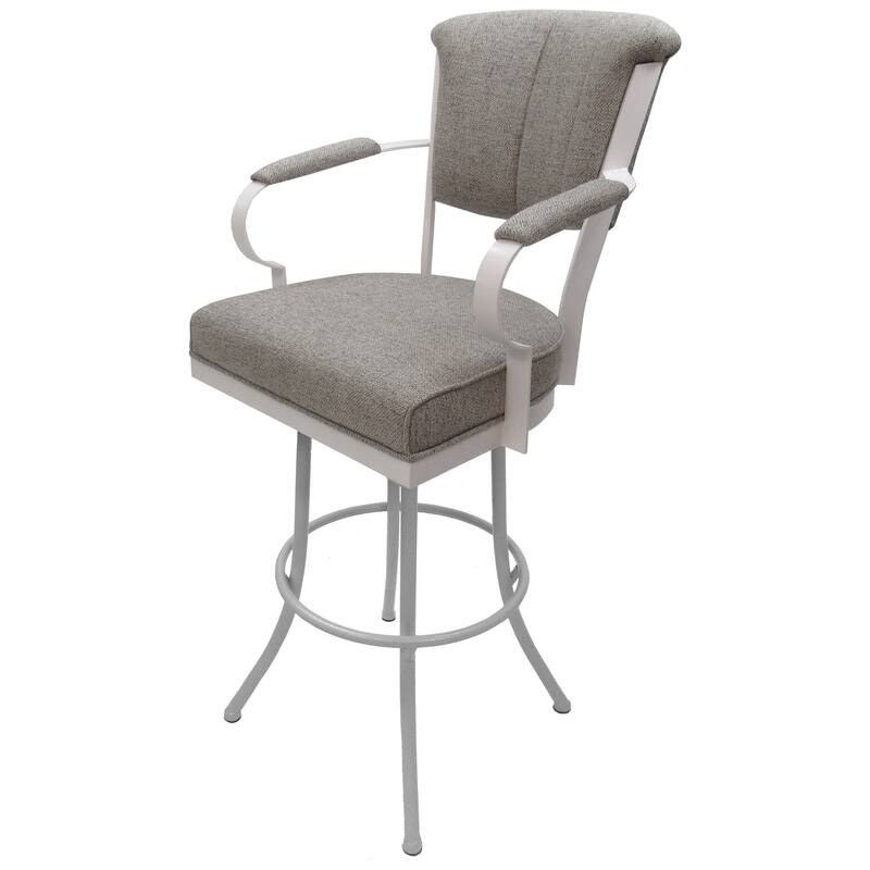 Miami Extra Tall 34" Spectator Metal Bar Stool on Noam Base - 34" Seat Height - Portwood Ash - White