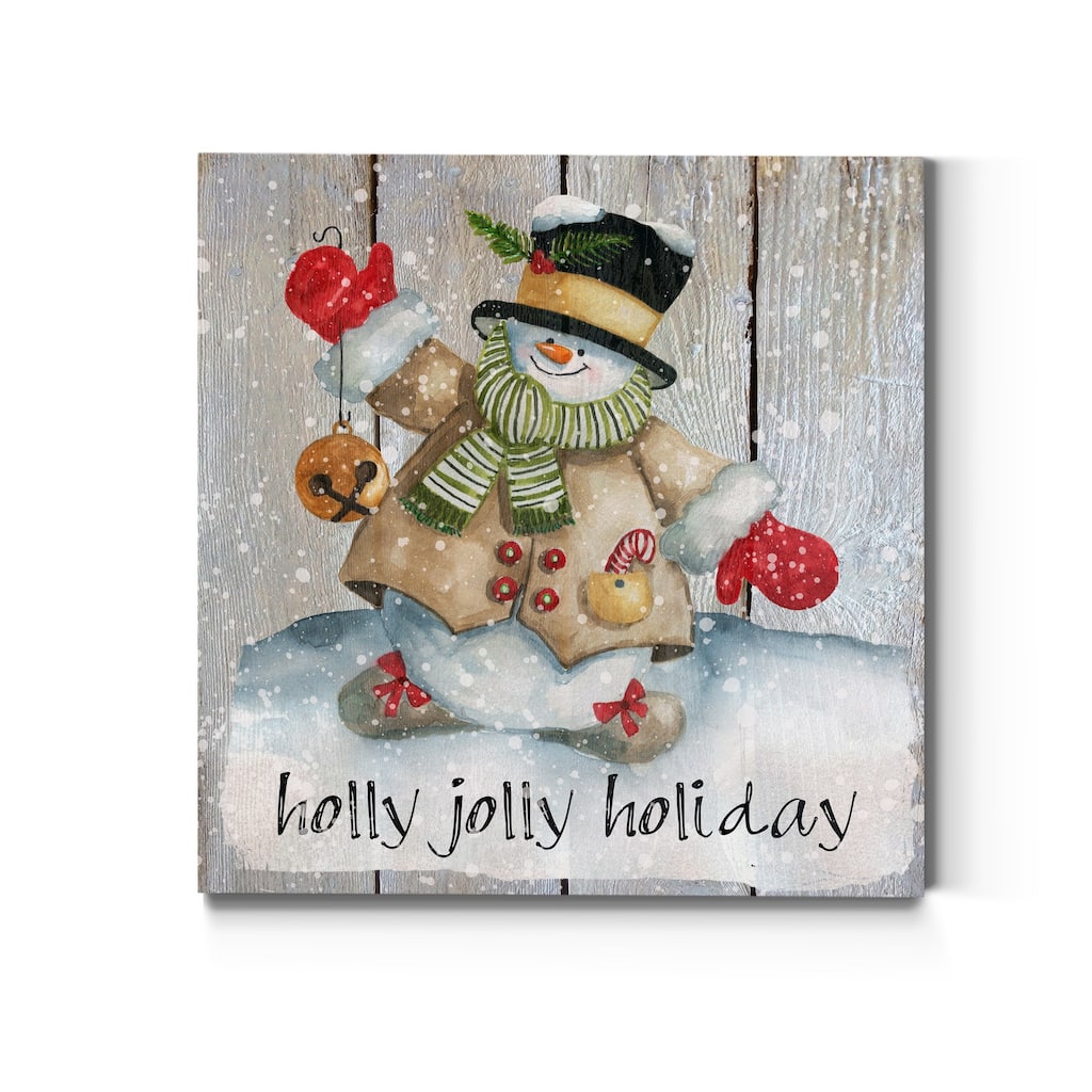 Holly Jolly Snowman-Premium Gallery Wrapped Canvas - Ready to Hang