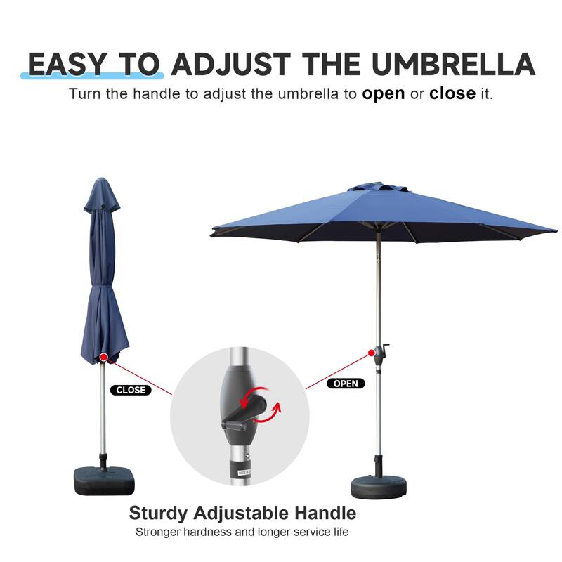 9FT Patio Umbrella,Outdoor Table Umbrella with Push Button Tilt and Crank,UV Protection Waterproof Market with 8 Sturdy Ribs