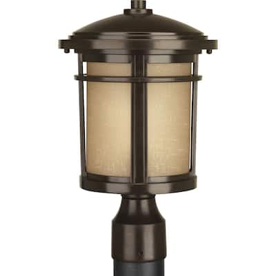 Wish 1-Light Antique Bronze Craftsman Outdoor Post Lantern Light - 18.500" x 12.250" x 12.120"