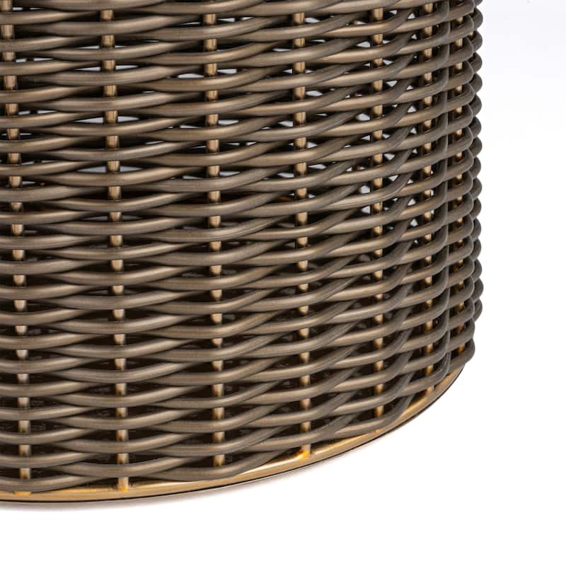 happimess Asher Modern 4.13-Gallon 2-Tone Faux Wicker/Metal Cylinder Waste Basket