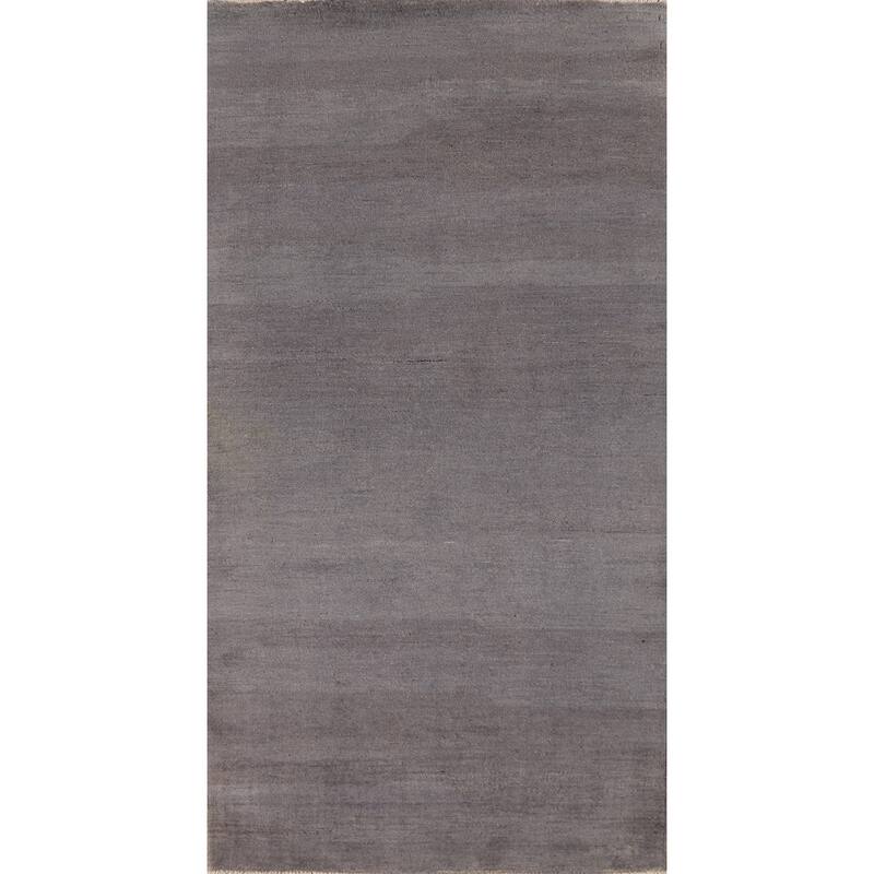 Gray Blue Gabbeh Oriental Runner Rug Handmade Wool Carpet - 2'11"x 6'8"