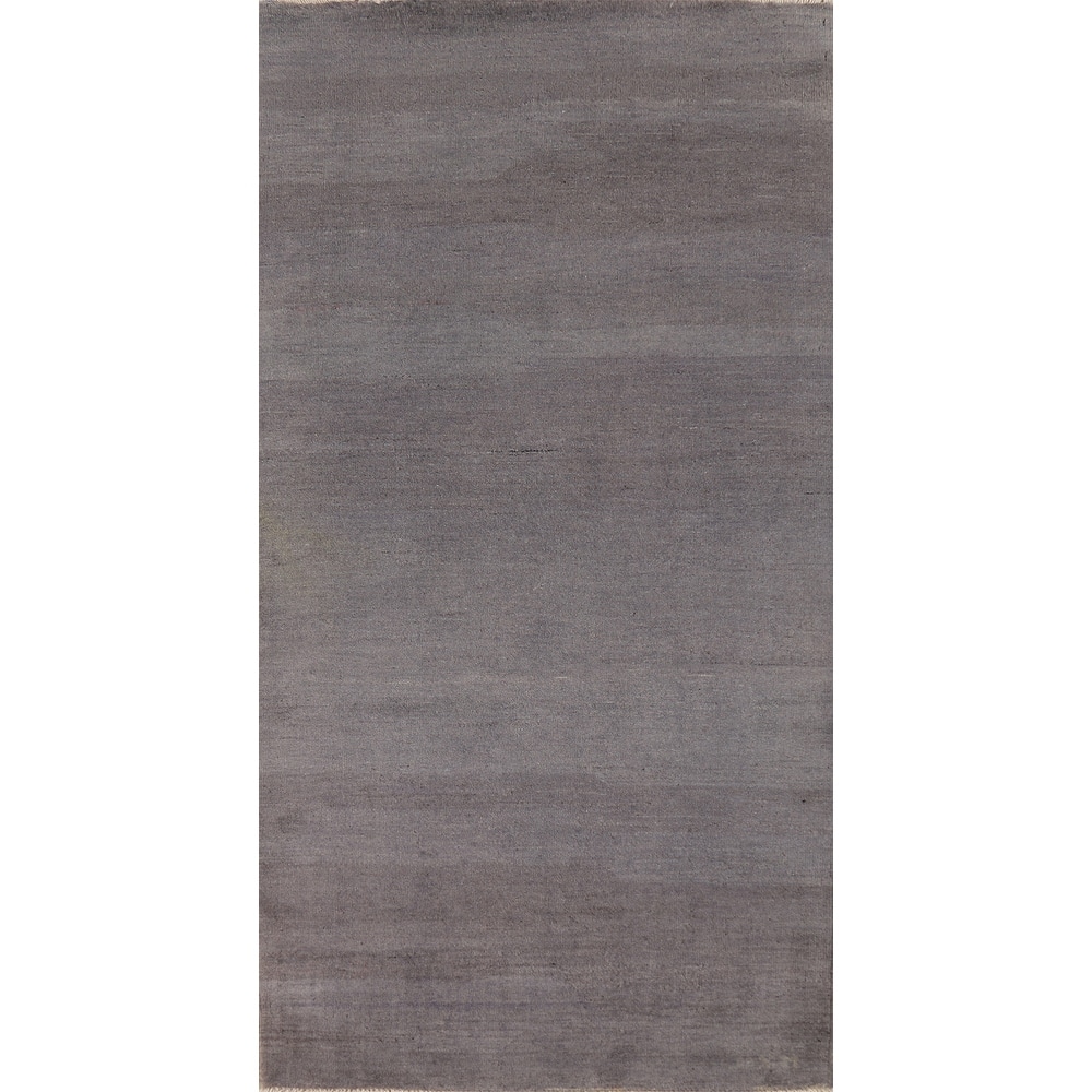 Gray Blue Gabbeh Oriental Runner Rug Handmade Wool Carpet - 2'11"x 6'8"