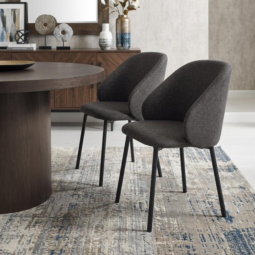 HomeRoots Set of Two Gray and Black Fabric Dining Side Chairs - 22.75 in. x 31.50 in. x 22.50 in.