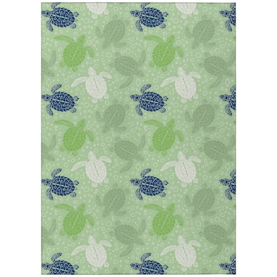 Indoor/ Outdoor Surfside Turtle Washable Rug New