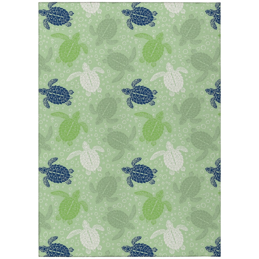 Indoor/ Outdoor Surfside Turtle Washable Rug New