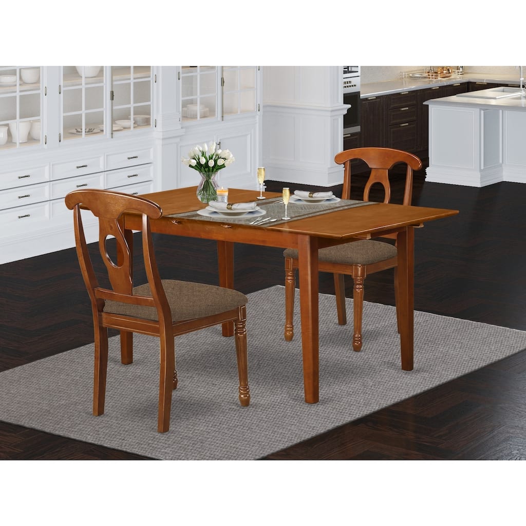 HomeStock 3-Piece Saddle Brown Finish Solid Wood Top Dining Table Set