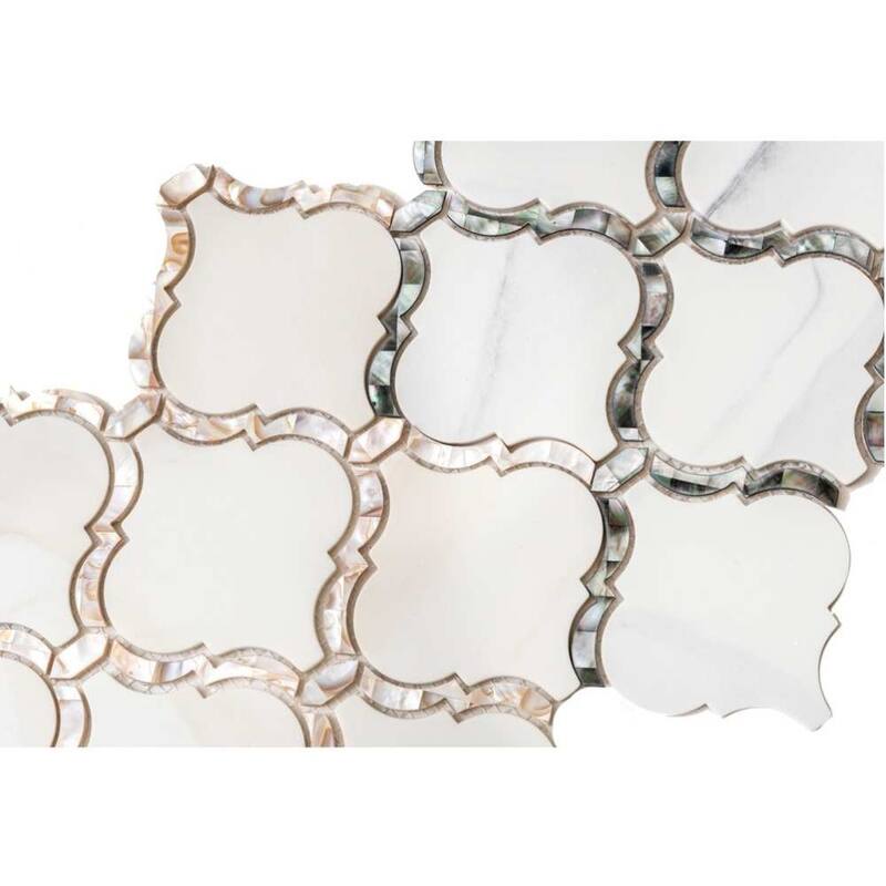 Tahitian Pearl 14in x 14.5in Glass Mosaic Backsplash Wall Tile