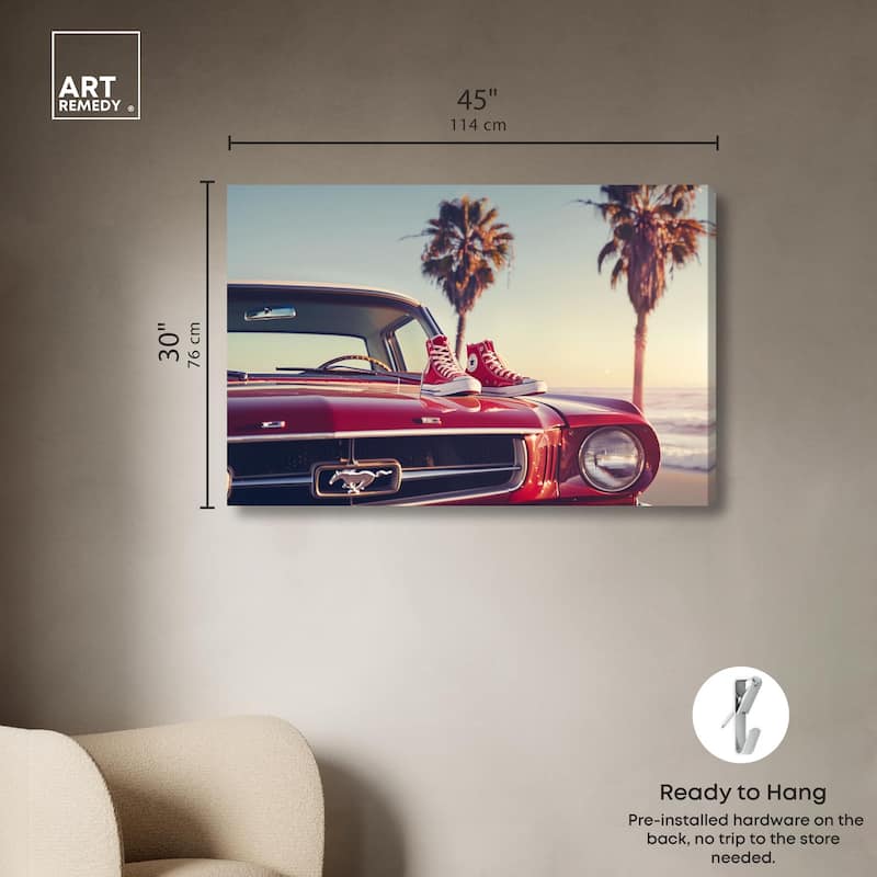 Beachside Car and Sneakers Canvas by Art Remedy, Gallery Wrapped
