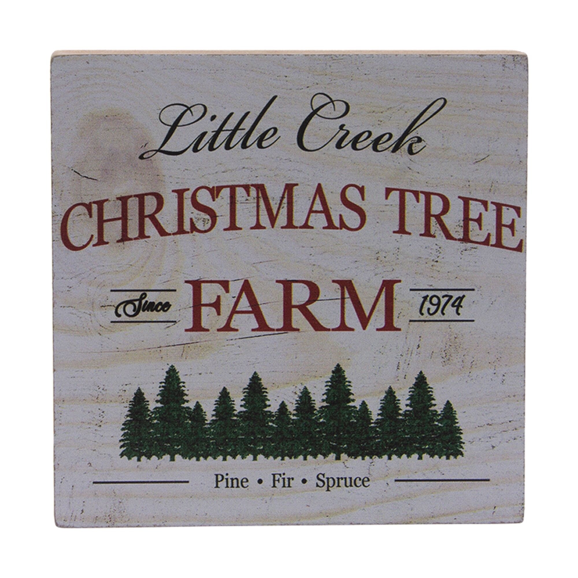 Shop 5 White Square Block Sign With Little Creek Tree Farm Design On Sale Overstock 31717899