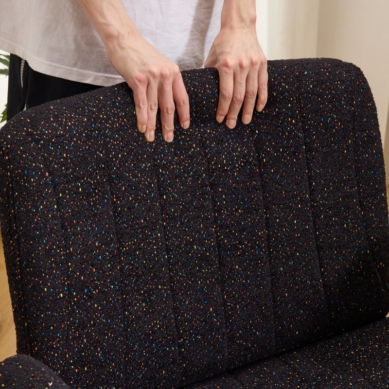 Speckled Chenille Swivel Chair With Flip-Up Arms For Cross-Legged