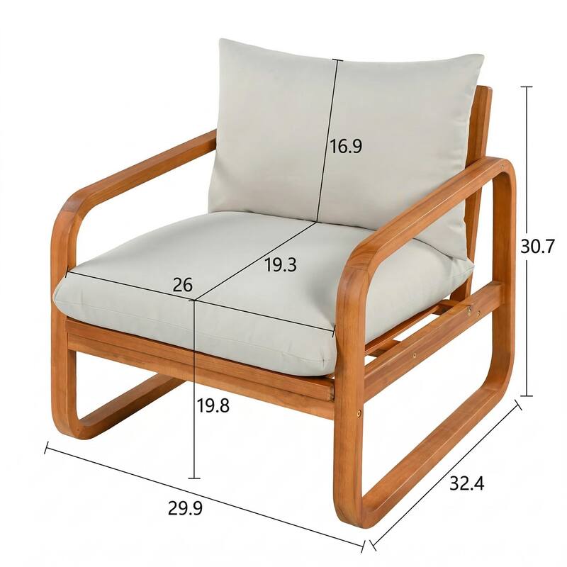 Christopher Knight Home - George 4-Piece Outdoor Acacia Wood Conversation Set with Plush Thick Cushions & Slatted Coffee Table