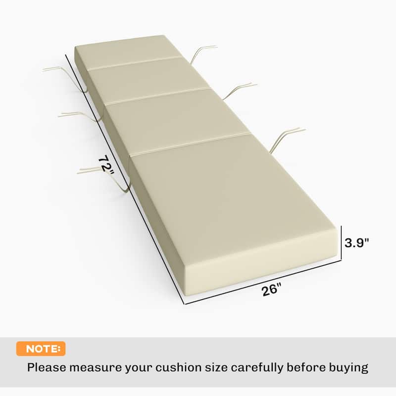 Outsunny Chaise Lounge Cushion, 4" Thick Outdoor Lounge Chair Cushions with Non-Slip Ties