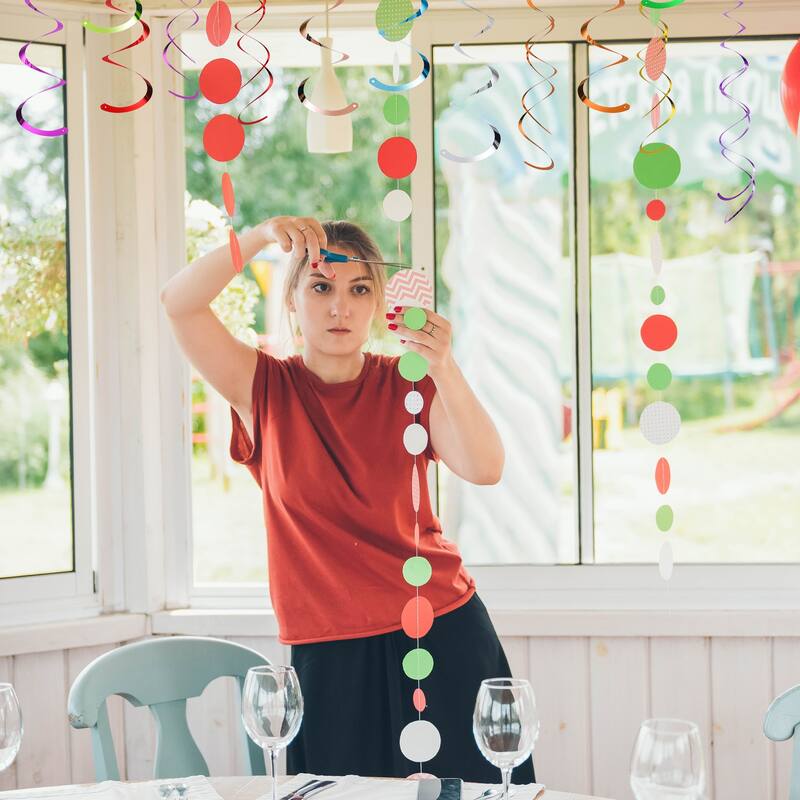 Party Hanging Double Strip Streamer with Hang Tag Hook 20Pcs