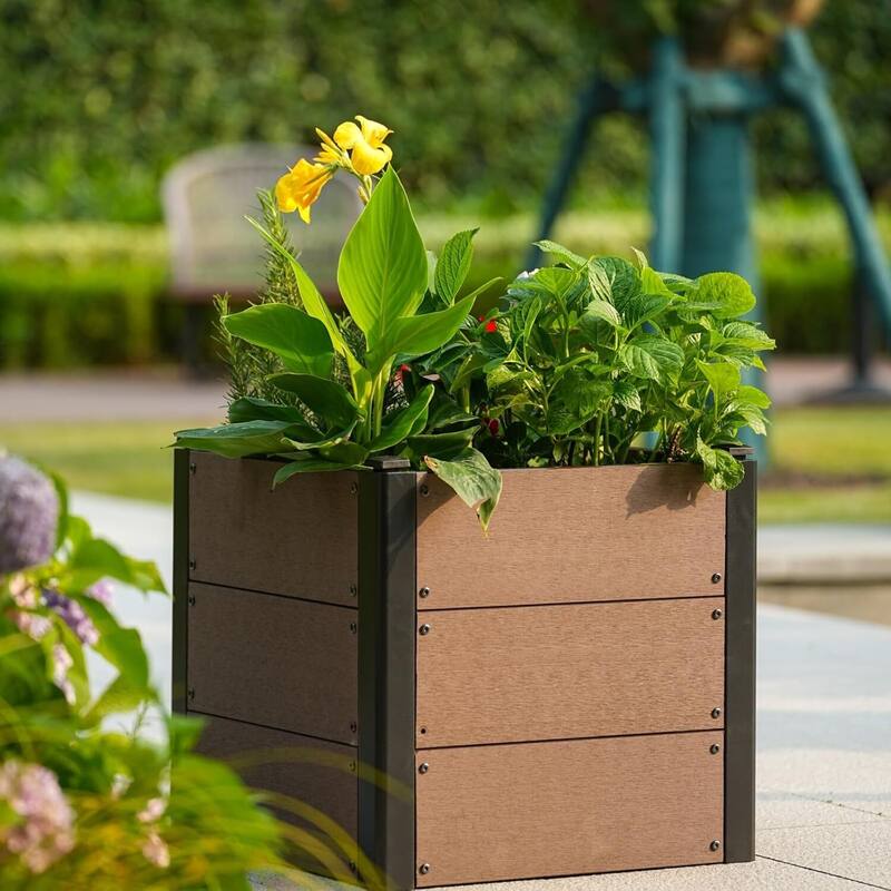 19.3" Elevated Garden Bed for Vegetables & Herbs, Planter Box with Bottom - Brown