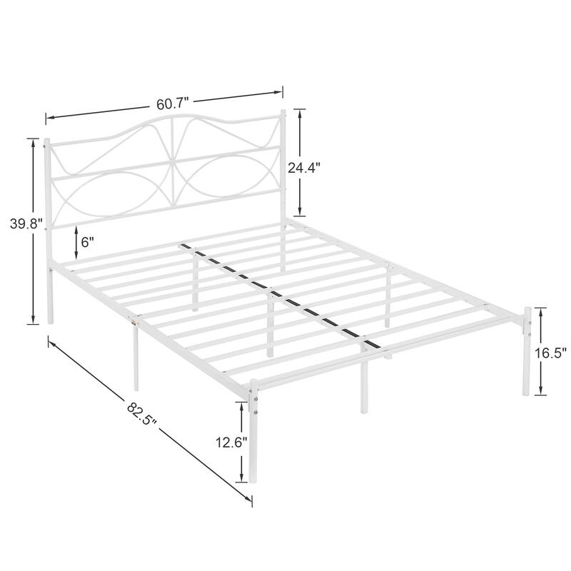 VECELO Metal Platform Bed Frame with Curved Headboard and Under-Bed Storage-No Box Spring Needed, Twin/Full/Queen Size