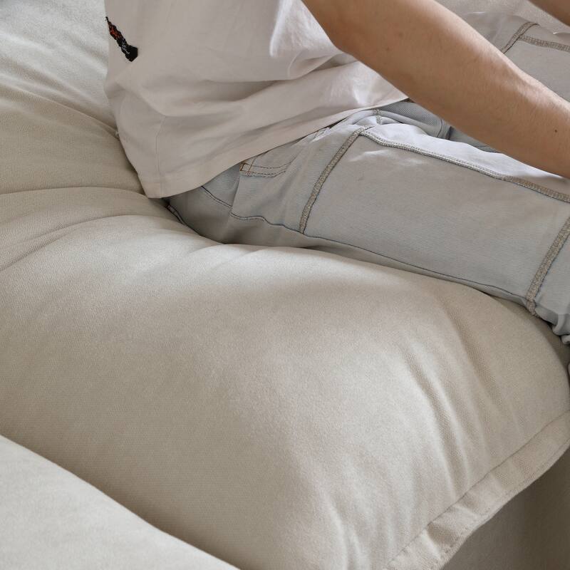 Modular Cloud Couch, Linen Corner Sectional Couch with Storage Ottoman