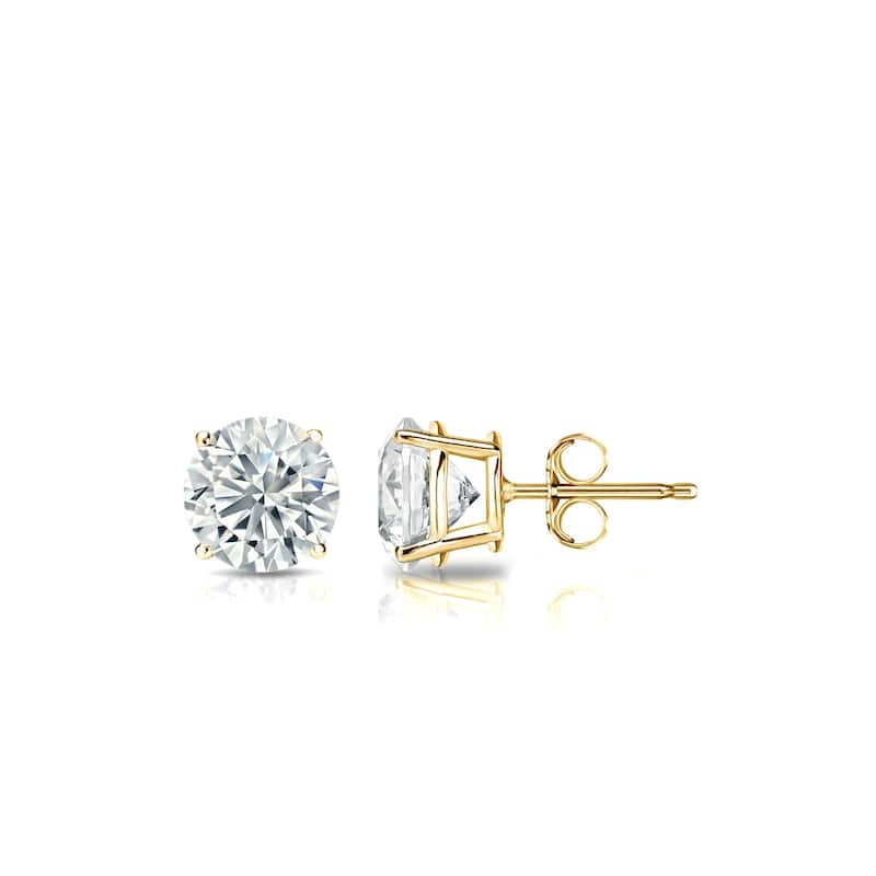 Auriya Natural Round 4-Prong Diamond Stud Earrings 1.00 to 3.00 ct. tw. Push-Back (F-G VS) - 1.75ct. tw. - Gold - Yellow