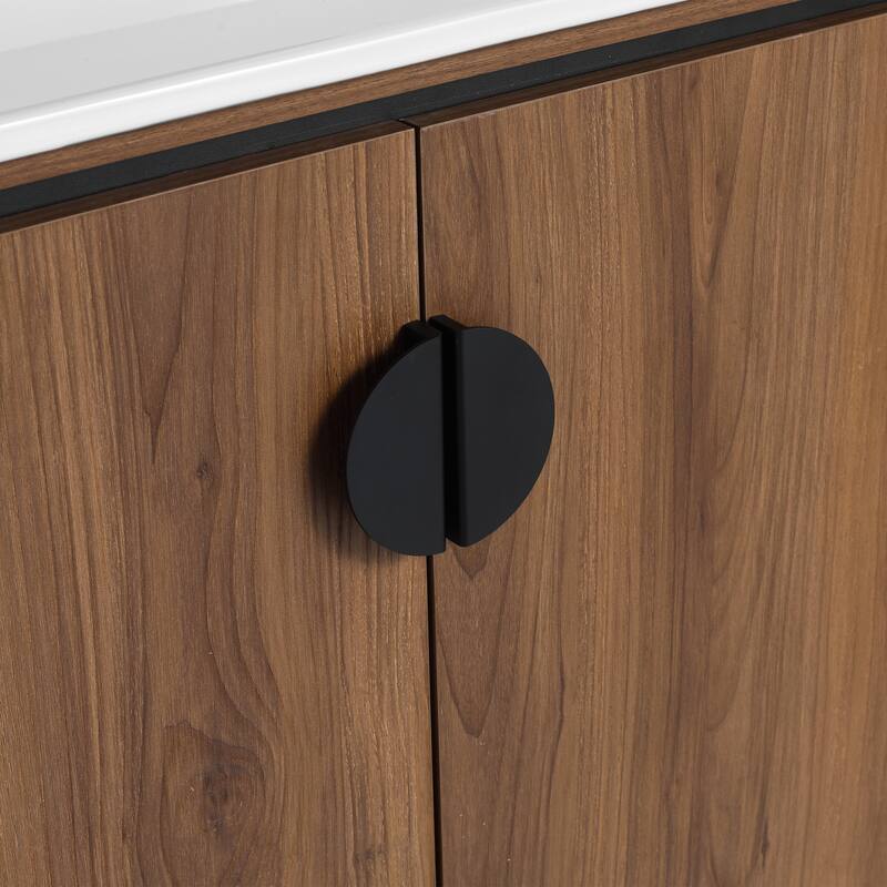 GDFStudio - Levistar Modern Freestanding Bathroom Vanity Cabinet with Ceramic Sink, Soft Close Doors & Metal Tripod - 30"