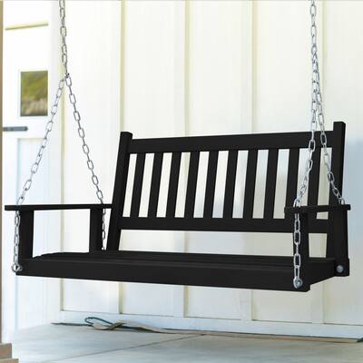 VEIKOUS Outdoor Wooden Porch Swing with Chains for 2 Person