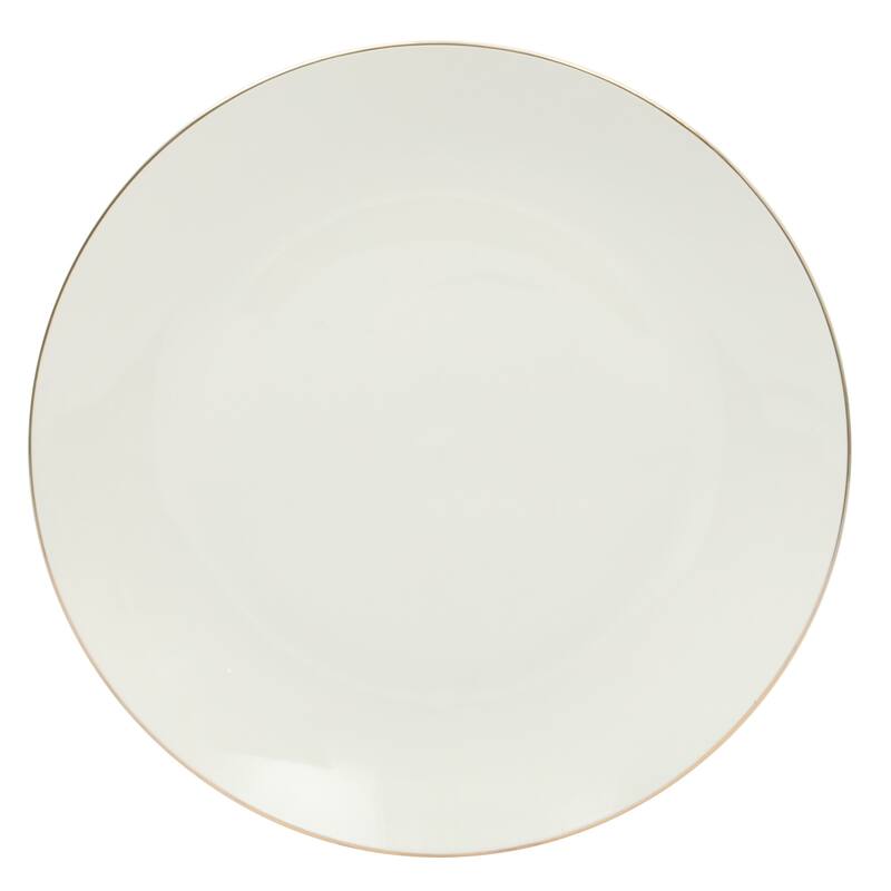 Gibson Home Ogalla 30 Piece Plates, Bowls, & Mugs Dinnerware Set - Service for 6 - White Porcelain W/ Gold Band