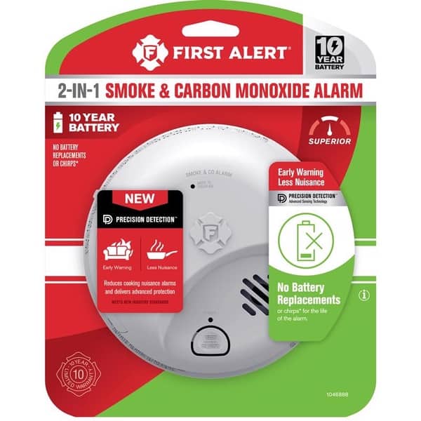 slide 2 of 4, First Alert 10 Year Ionization Smoke and Carbon Monoxide Detector - N/A