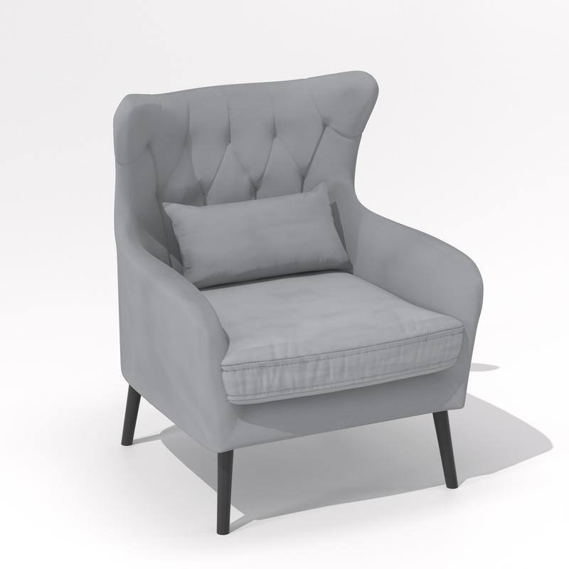 Velvet Tuft Thick Cushion Accent Chair (Set of 2)